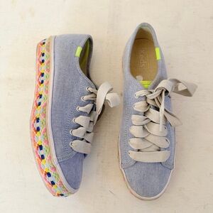 Keds Triple Kick Summer Jute platform blue sneaker